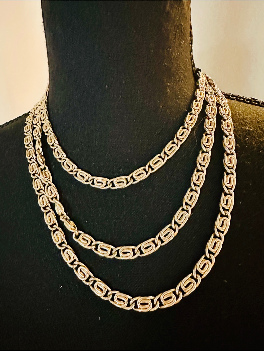 Vintage Gold-Tone 52” Scroll Link Necklace Heavy- Unisex